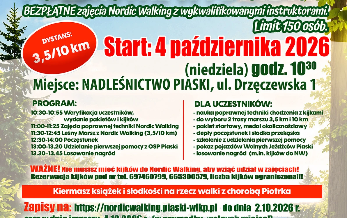 VI Leśny Marsz Po Zdrowie z Nordic Walking w Piaskach – 4 października