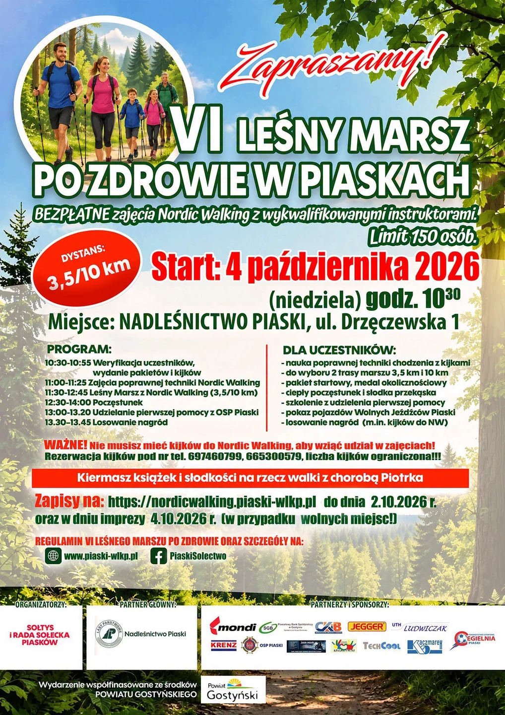 Ostatni dzień zapisów na VI Leśny Marsz po Zdrowie w Piaskach